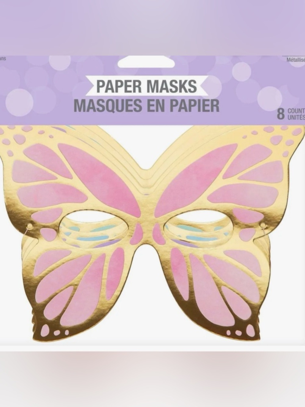 BNWT, butterfly paper masks, party, 8 count